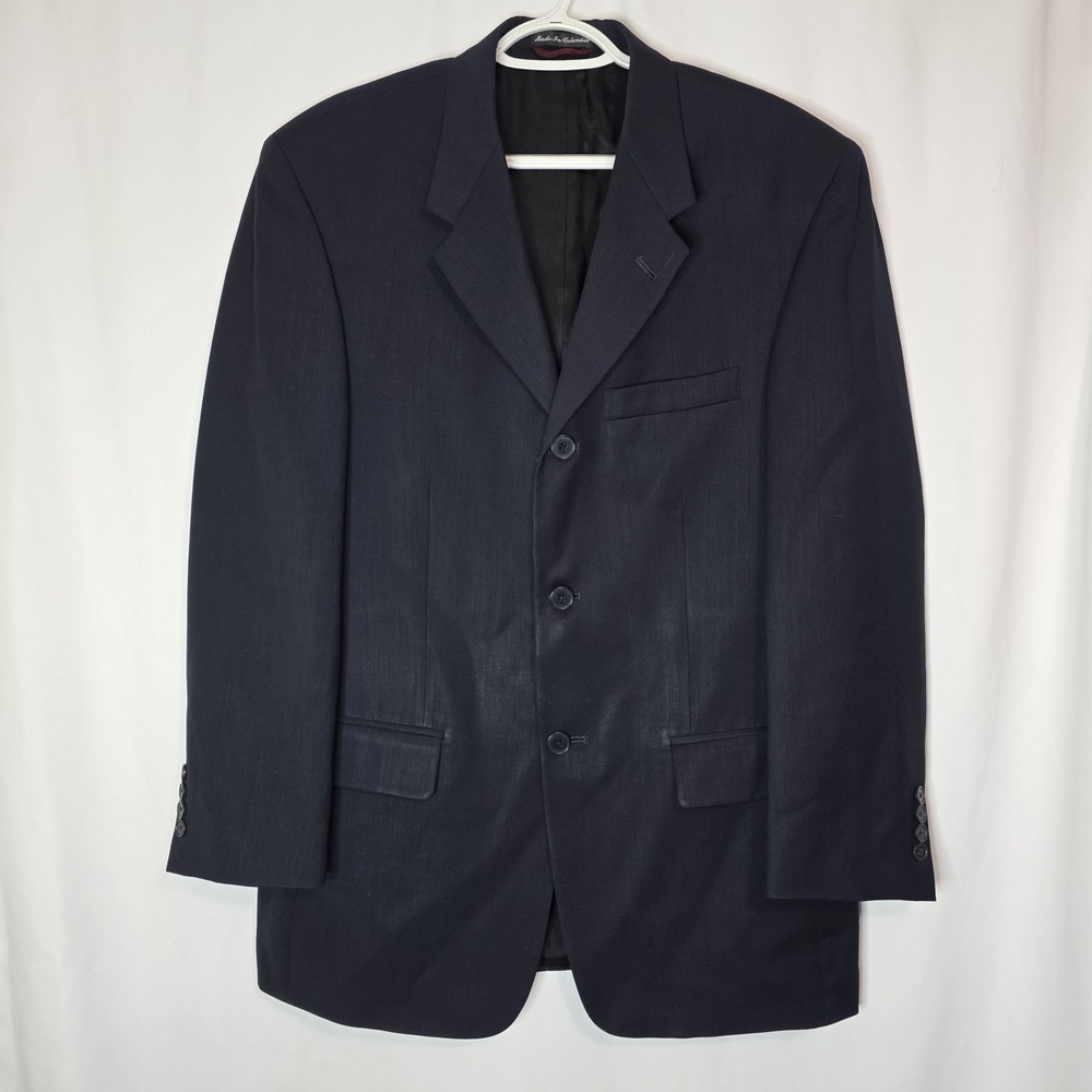 Pierre Cardin Men's Navy Blue Blazer Sport Coat 3 Button Lined Jacket 100% Wool